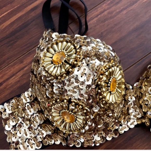 Festival sequin gold bra M - Picture 2 of 4